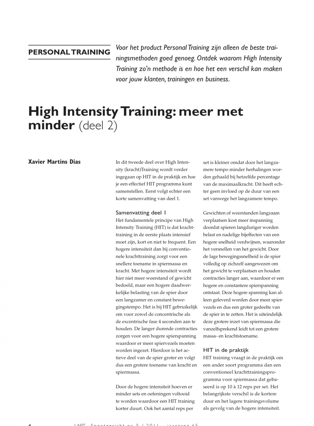 High intensity training: meer met minder (deel 2)