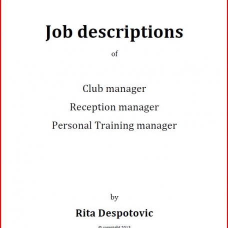 Job descriptions of management positions in healthclubs - 1