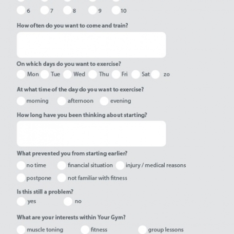 A detailed welcome form for new fitness club members - InDesign - 1