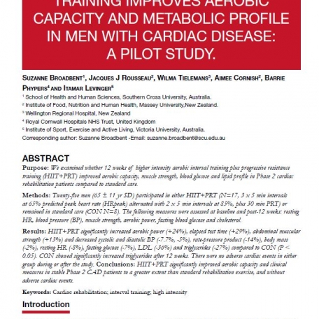 Higher intensity interval training improves aerobic capacity and metabolic profile in men with cardiac disease - 1