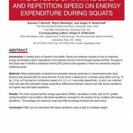 The effects of varying load and repetition speed on energy expenditure during squats - 1