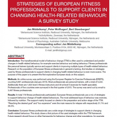 Strategies of European Personal Trainers to Support Behaviour Change - 1