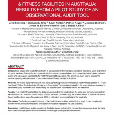 Safety Alert for Treadmills in Health & Fitness Facilities in Australia - 1