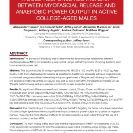 A dose-response relationship between myofascial release and anaerobic power output in active college -aged males - 0
